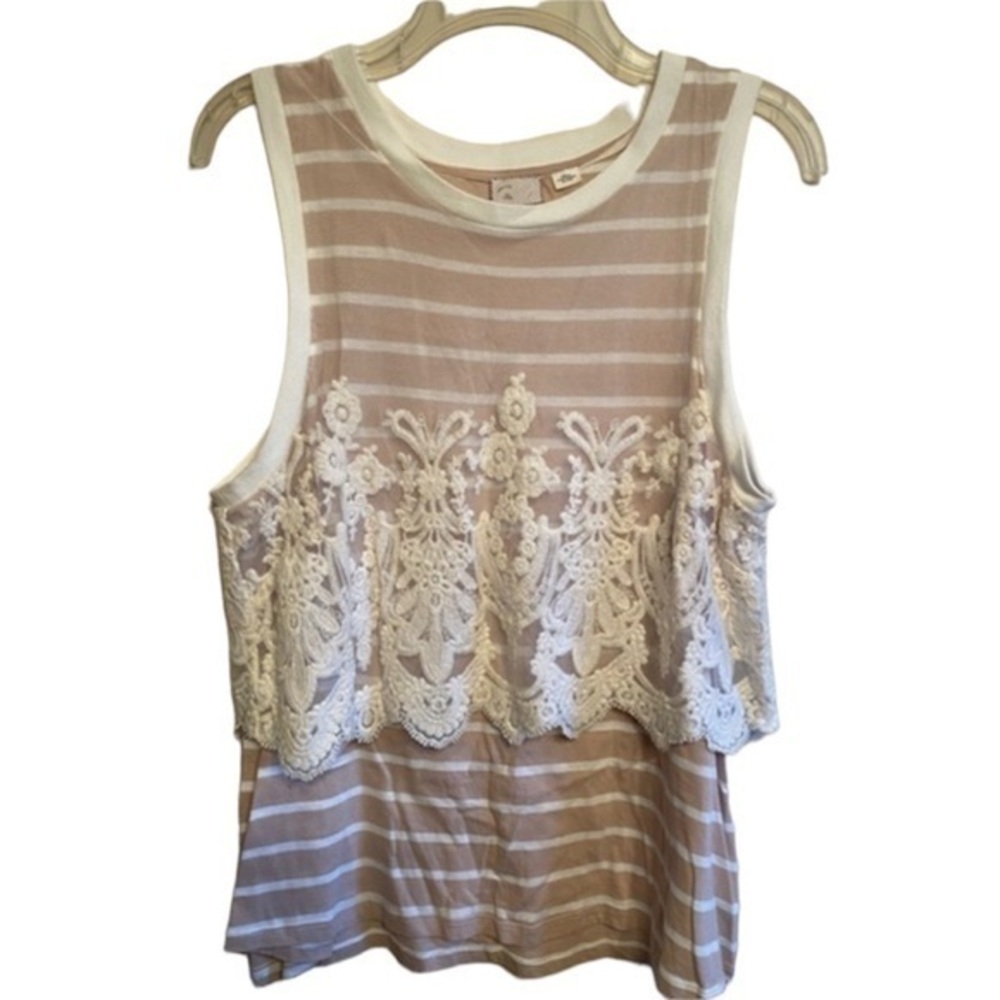 Postmark by Anthropologie Nautique striped lace tank top Large